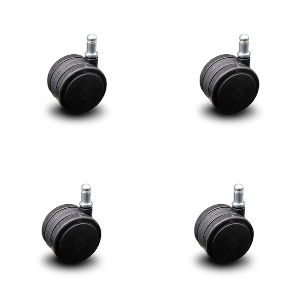 2.375" Black Soft Wheel Grip Ring Office Chair Casters  SCC, PK4